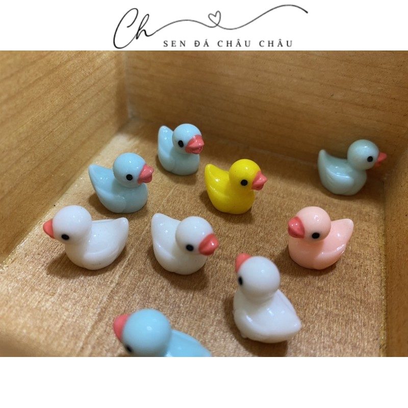 (Phụ Kiện) 10 Bé Vịt Con Mini Đủ Màu - Trang Trí Tiểu Cảnh